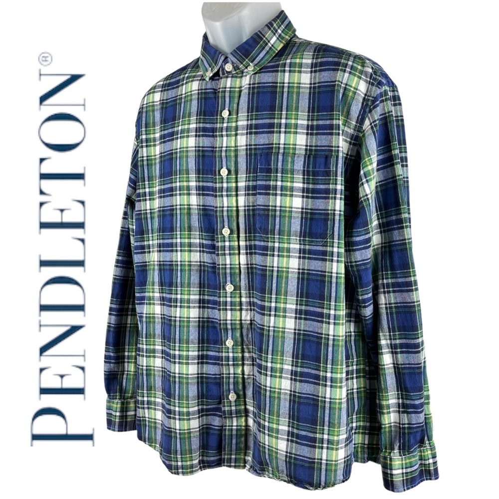 Pendleton‎ Plaid Long Sleeve Button Up Shirt 100% Cotton Men’s Large